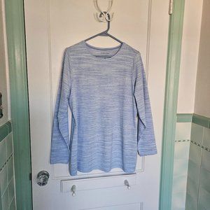 Croft & Barrow Blue and White Long Sleeve Classic Tee - Size 0X